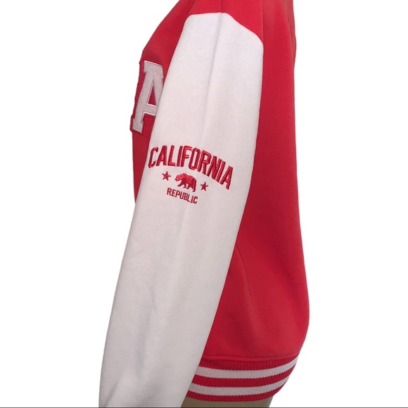 San Francisco Letterman Varsity Jacket California Coral Fuchsia Pink Coat - Picture 5 of 15